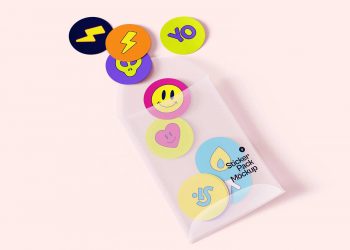 Free Stickers & Packaging PSD Mockup