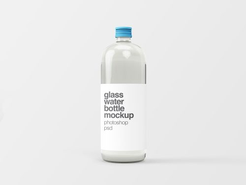 Glass Water Bottle Mockup