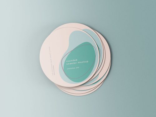 Minimal Rounded Coasters Mockup