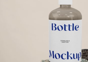 Bottle on Stone Mockup