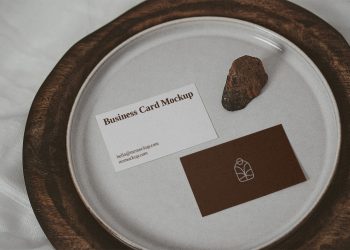 Business Card on Plate Mockup