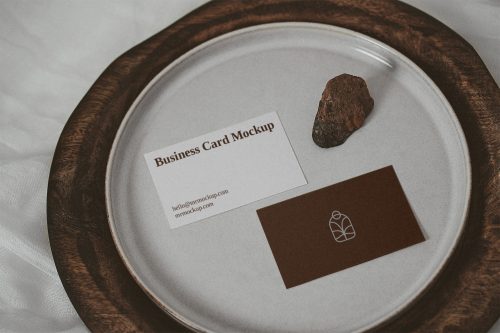 Business Card on Plate Mockup