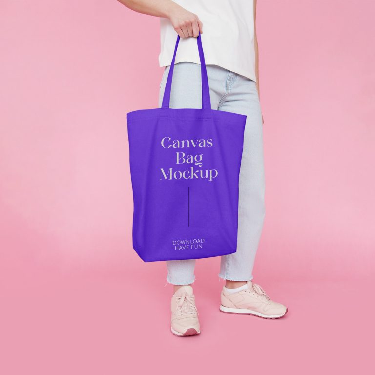 Canvas Bag with Jeans Mockup