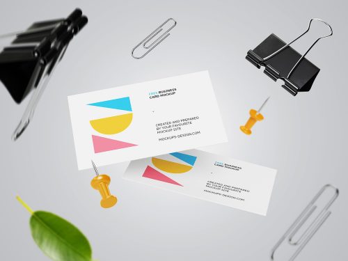 Falling Business Cards Mockup