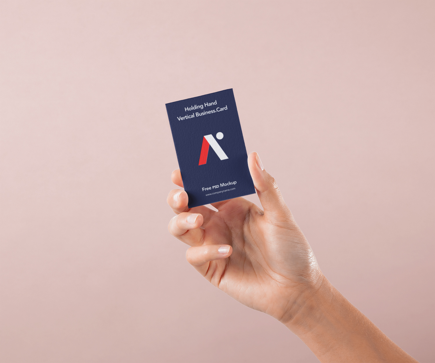 Hand Holding Vertical Psd Business Card Mockup