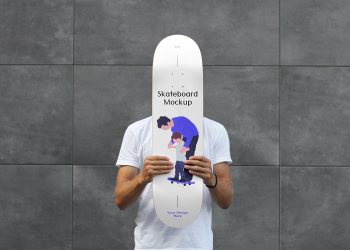 Men Holding Skateboard Mockup