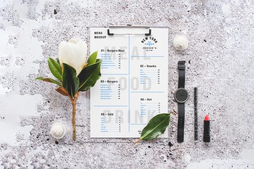 Menu on Concreate Mockup