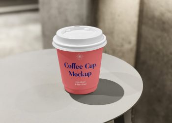 Small Coffee Cup on Table Mockup