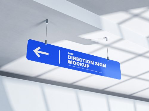 Hanging Direction Sign Mockup