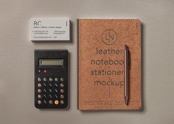 Leather Cover Psd Notebook Mockup