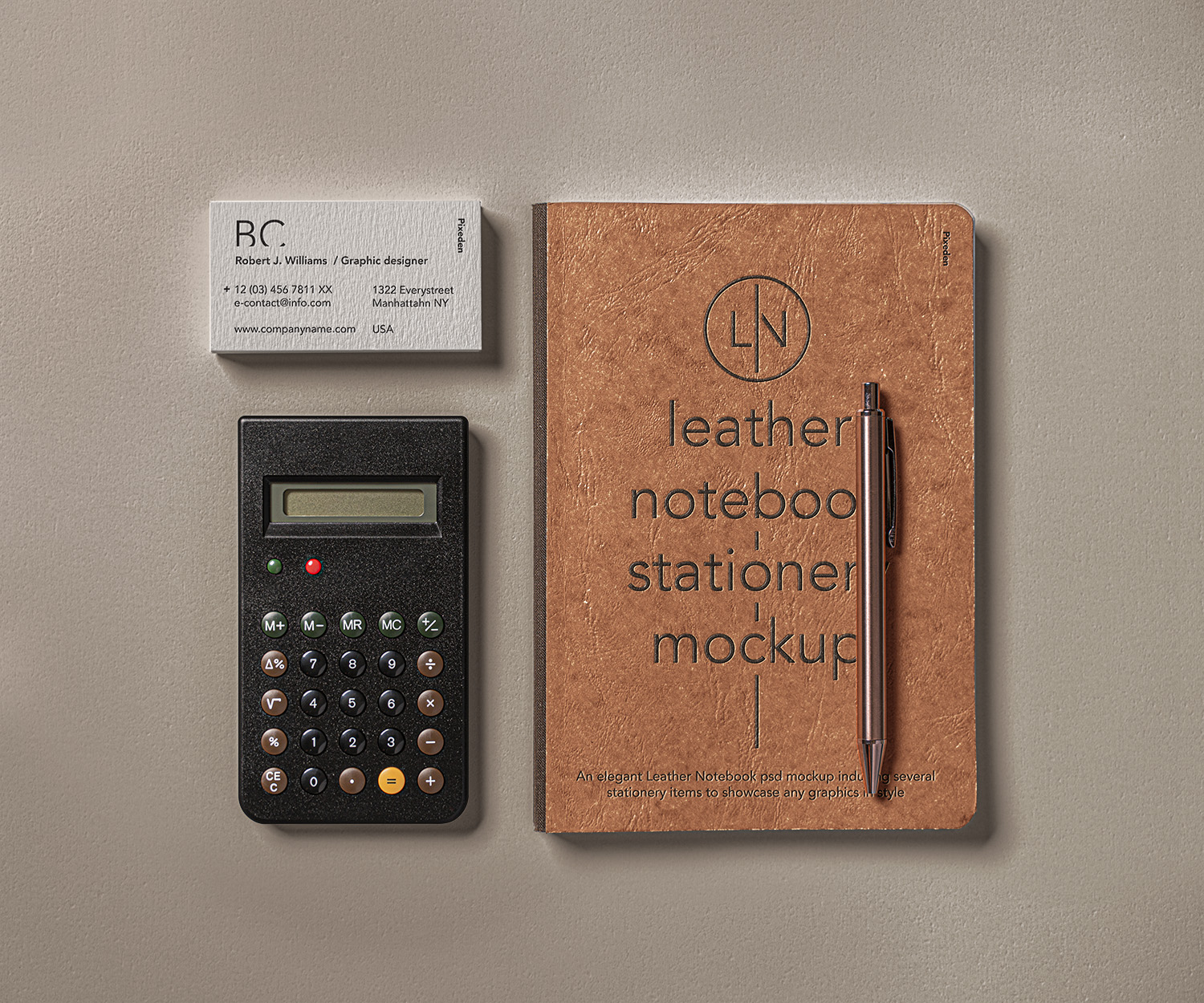 Leather Cover Psd Notebook Mockup