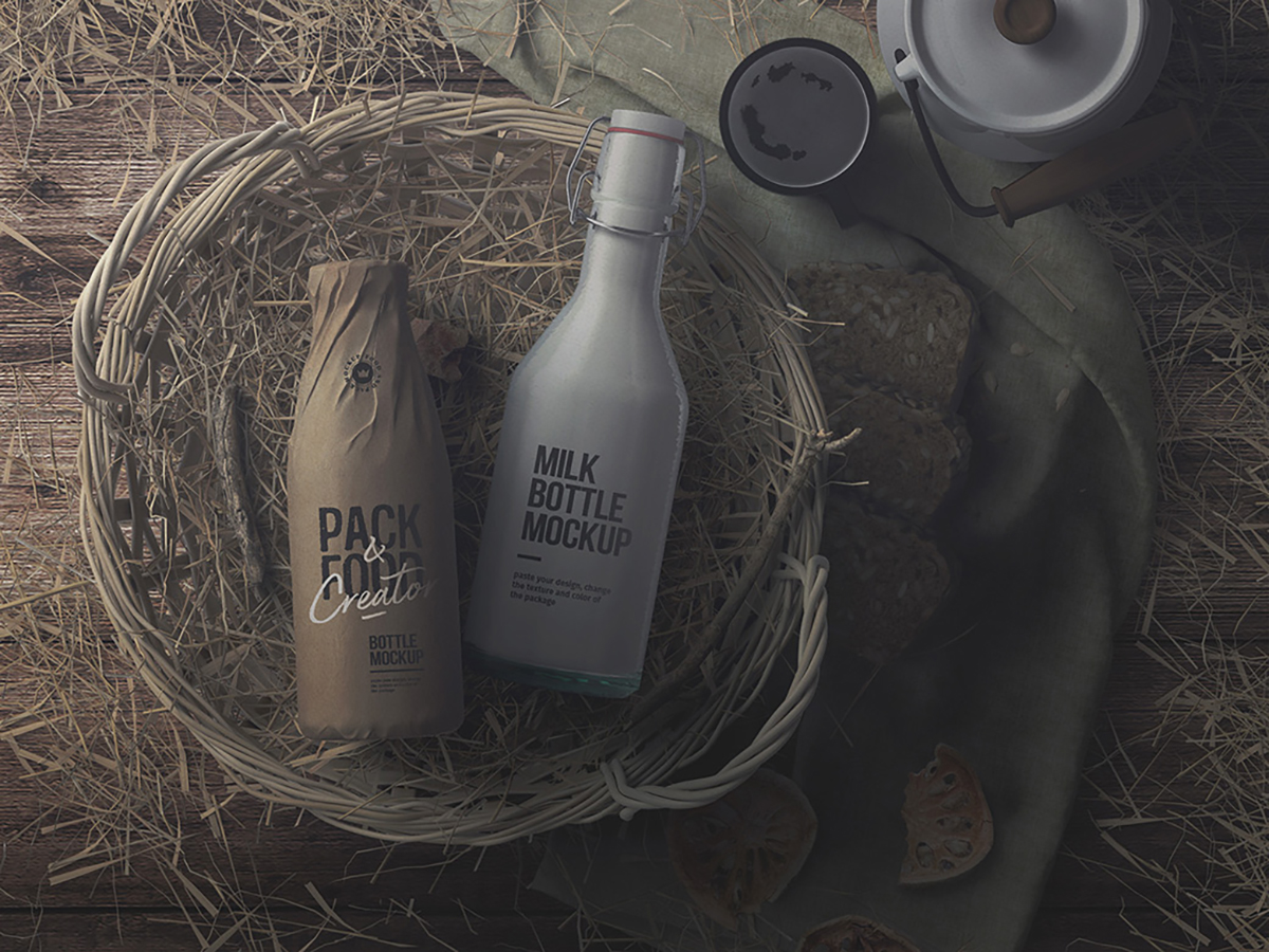 Milk Bottle Free Mockup