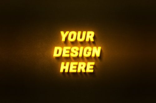 Yellow Neon Logo Mockup