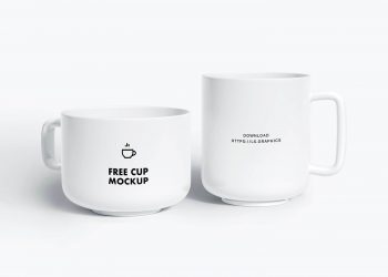 2 Ceramic Cups Free PSD Mockup