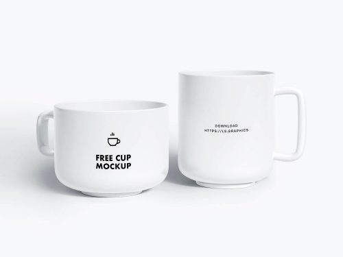2 Ceramic Cups Free PSD Mockup