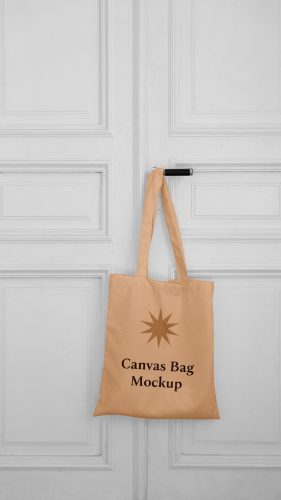 Canvas Bag on Door Mockup