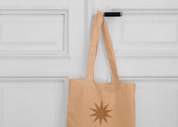 Canvas Bag on Door Mockup