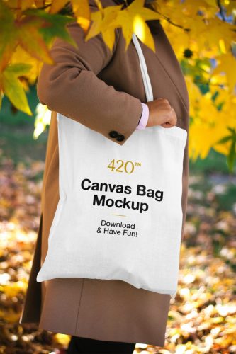 Canvas Bag with Women Mockup