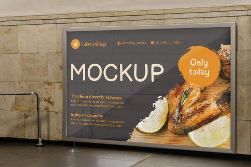 City Food Billboard Mockup Free Psd