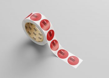 Free Round Roll Sticker Mockup