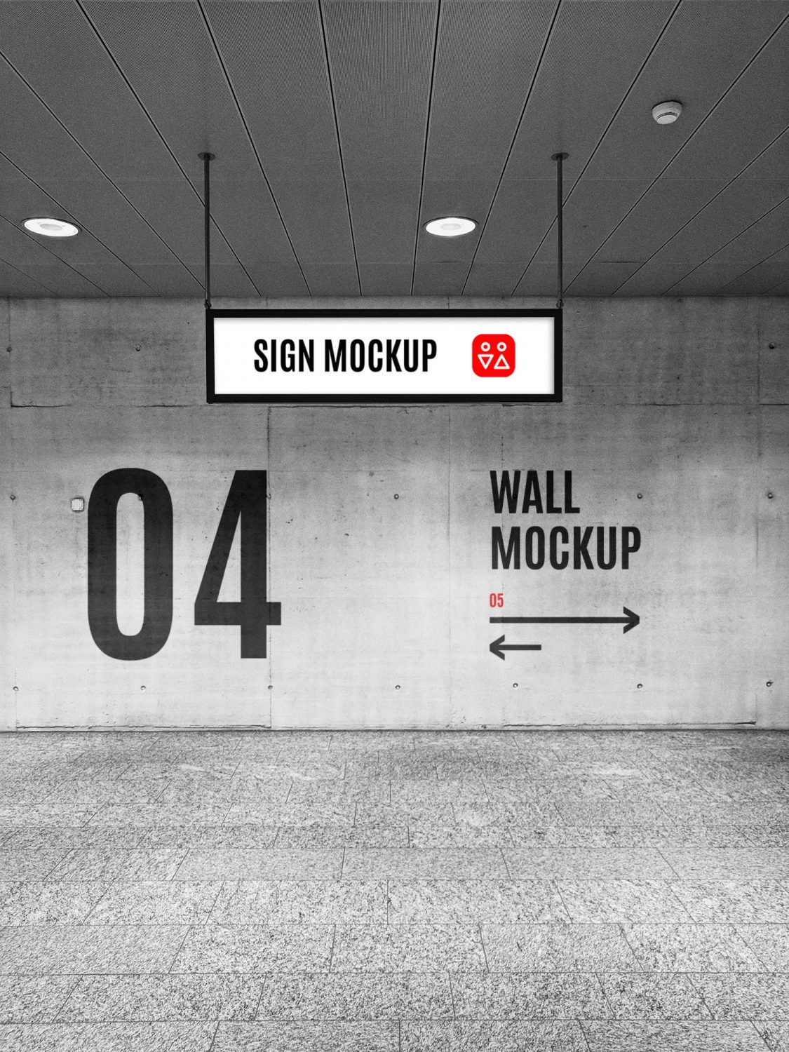 Wayfinding Sign & Wall Mockup