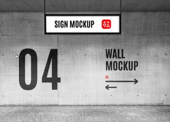 Wayfinding Sign & Wall Mockup