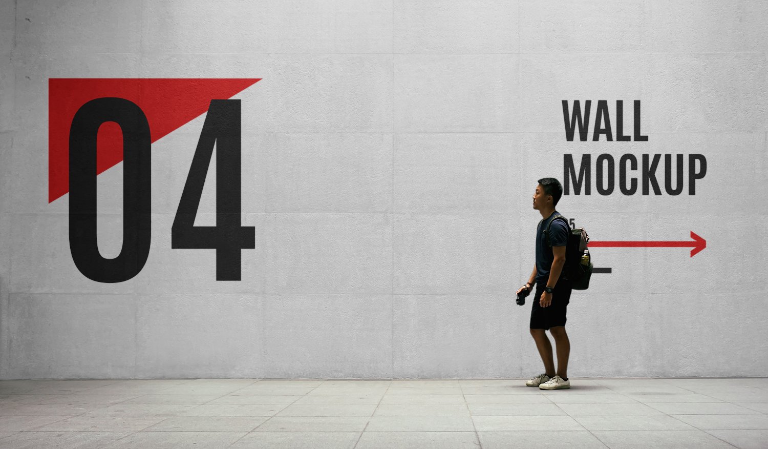 Wayfinding Wall with Men Mockup