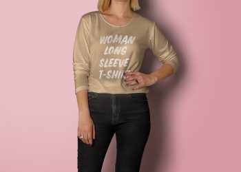 Woman Long Sleeve T-Shirt Mockup