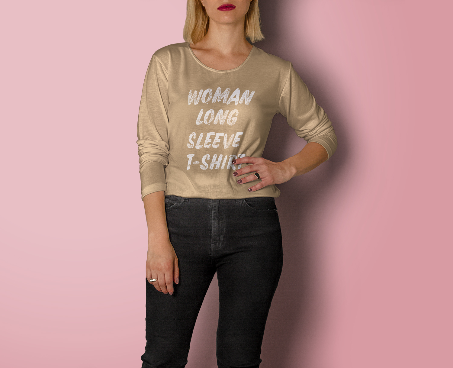 Woman Long Sleeve T-Shirt Mockup