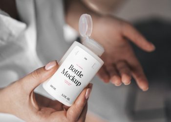 Women Holding Mini Bottle Mockup