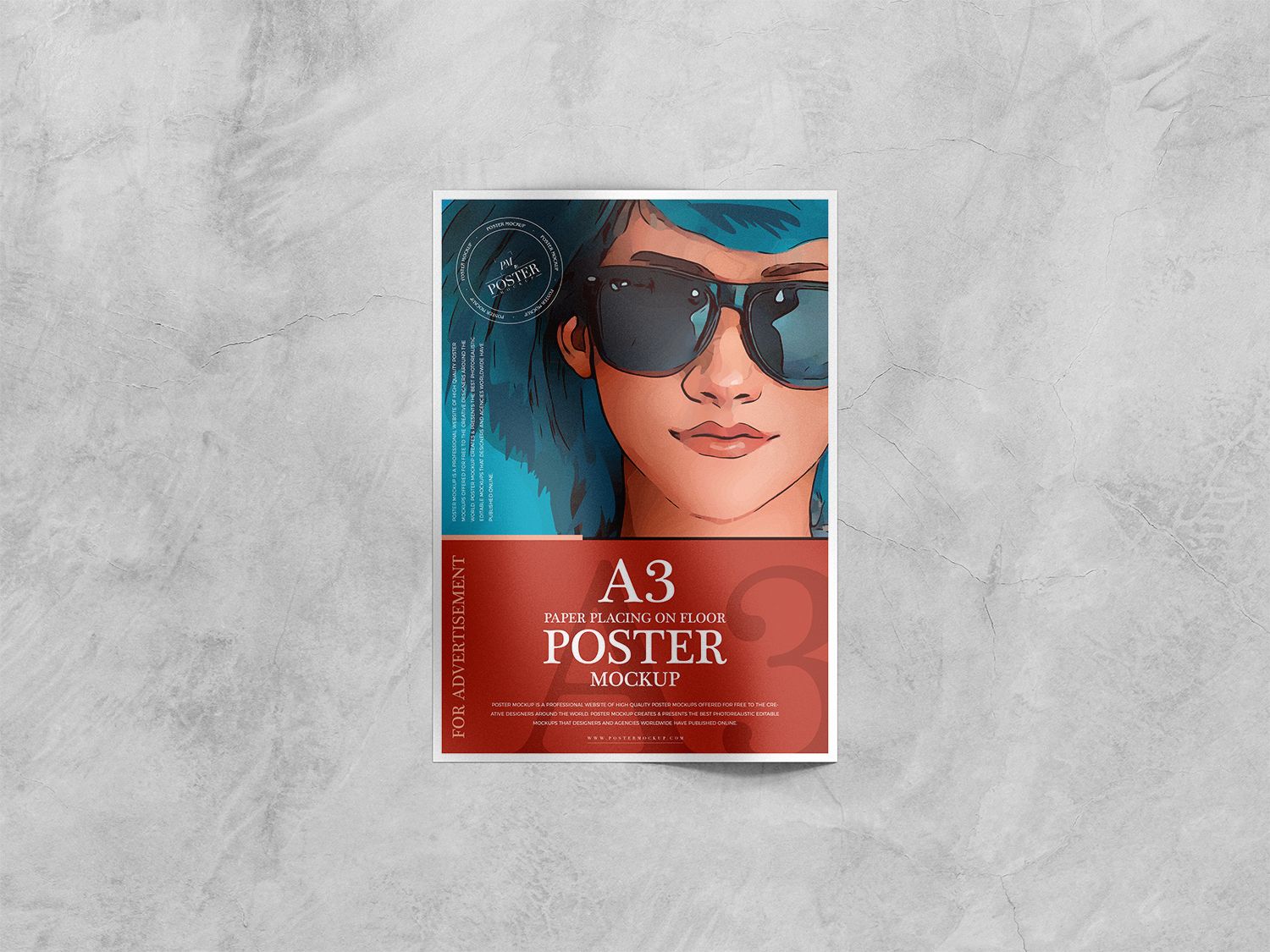 A3 Paper on Floor Poster Mockup