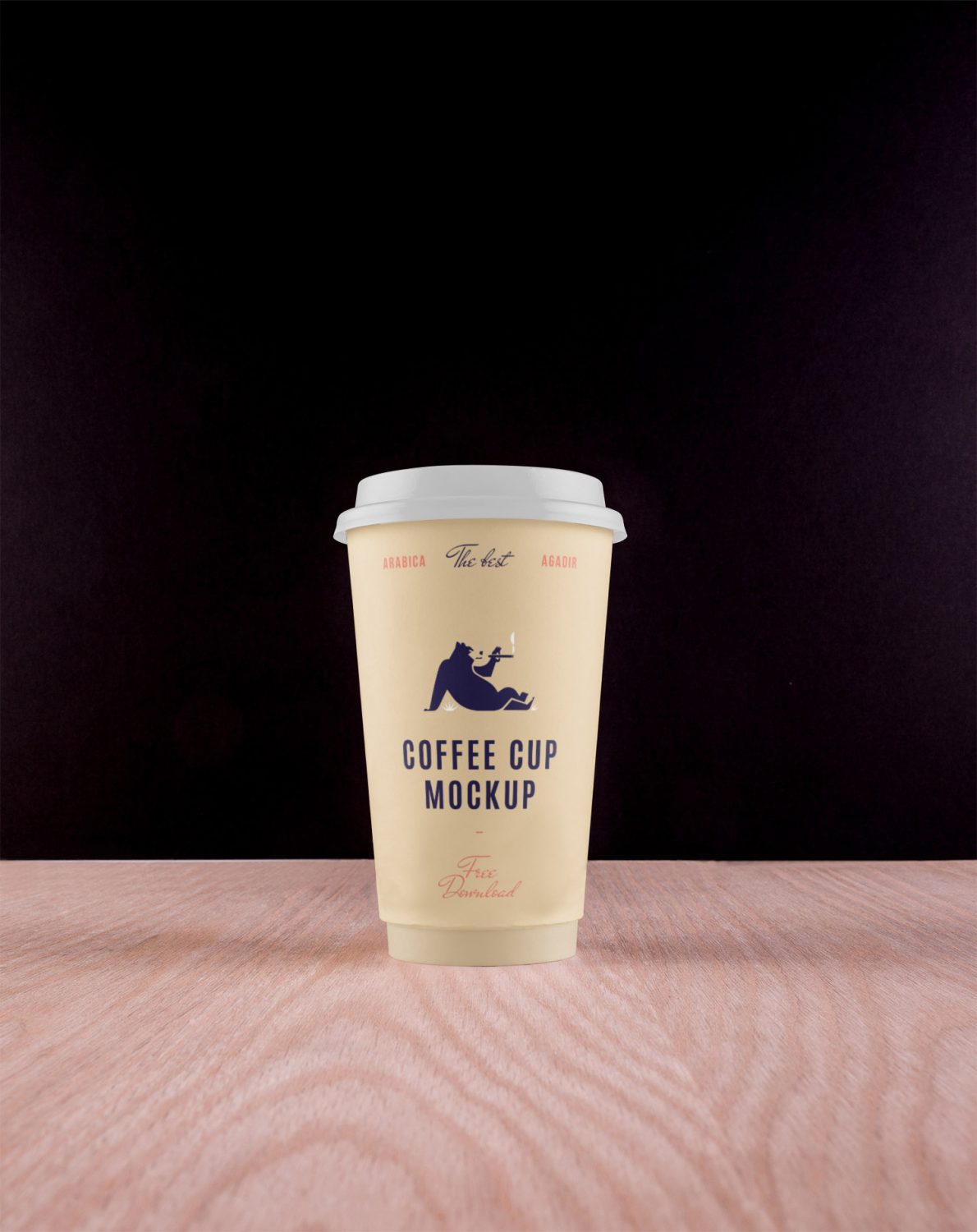 Big Coffee Cup on Desk Mockup