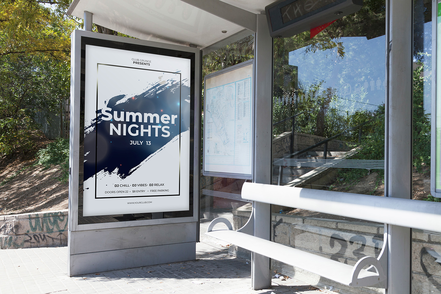 Bus Stop Billboard Mockup