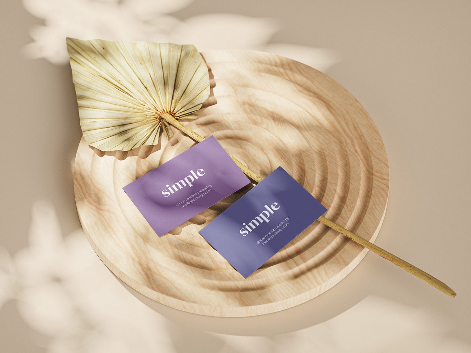 Business Cards Mockup on Wooden Ornament