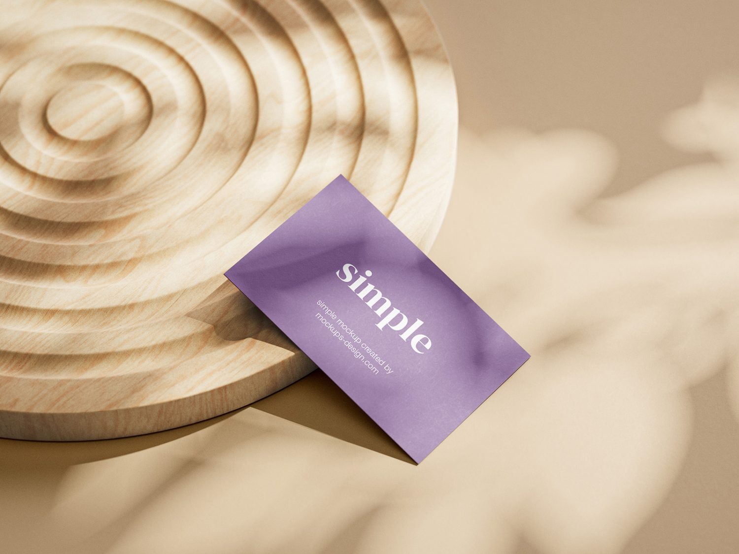 Business Cards Mockup on Wooden Ornament