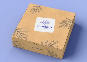Cardboard Box With Sticker Free Mockup