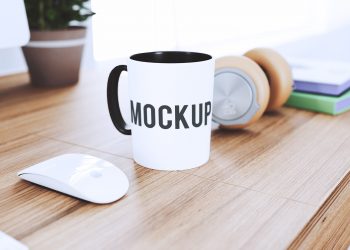 Cup on Desk Mockup