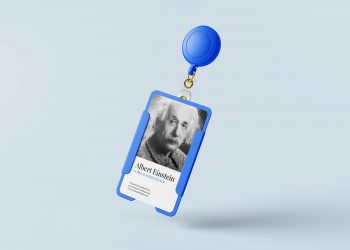 Free ID Badge Holder Mockup