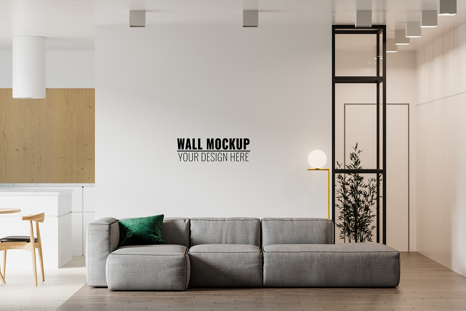 Interior Living Room Wall Free Mockup