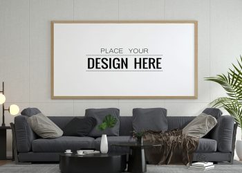 Poster Frame in Living Room Mockup