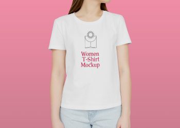 Standing Woman with T-shirt Mockup