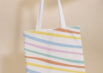 Tote Bag with Pastel Stripes Free Mockup