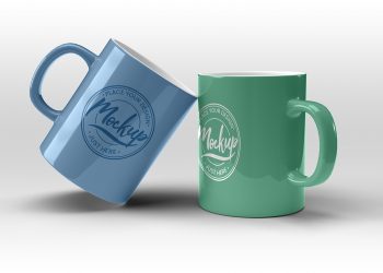 Two Mugs on White Background Free Mockup