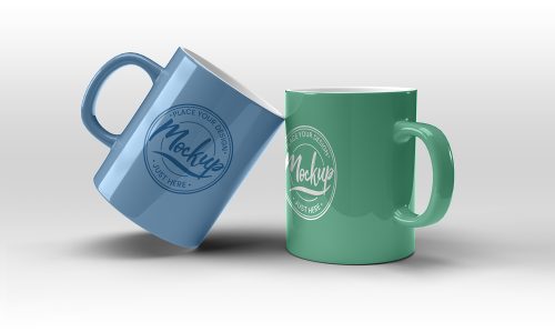 Two Mugs on White Background Free Mockup