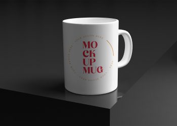 White Mug over Elegant Black Surface Mockup