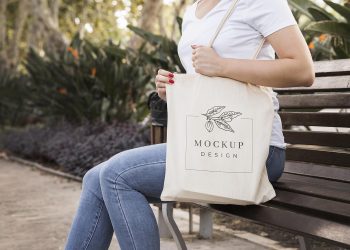 Woman with Bag Mockup