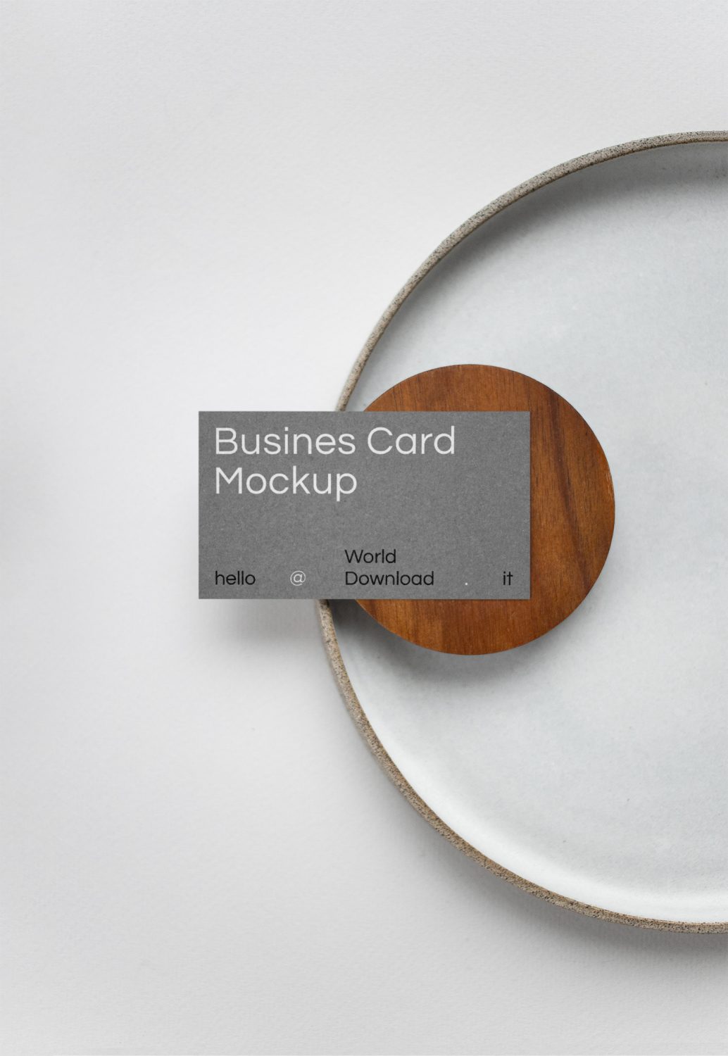 Business Card on Plate PSD Mockup