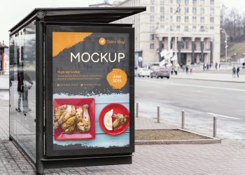 City Food Billboard Mockup Free Psd