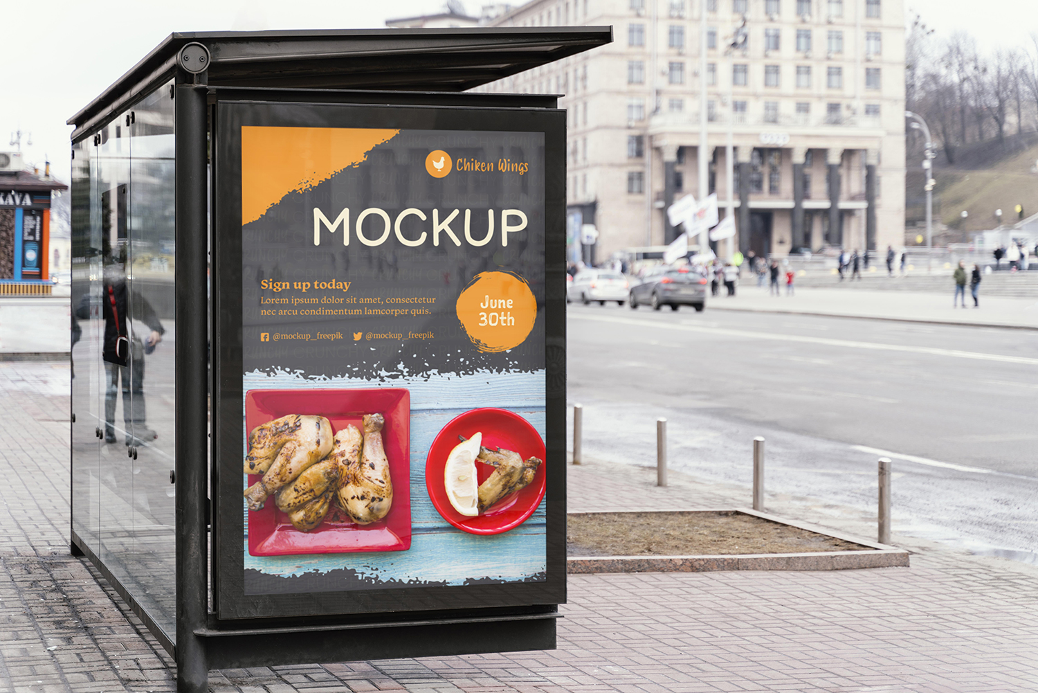 City Food Billboard Mockup Free Psd