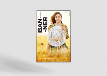 Advertising Hanging Free Banner Mockup